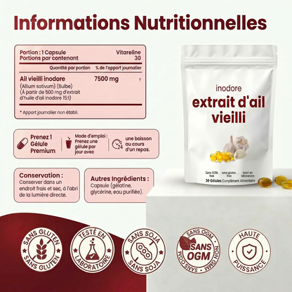 Extrait d'Ail Vieilli Inodore — Soutien Cardiovasculaire et Immunitaire